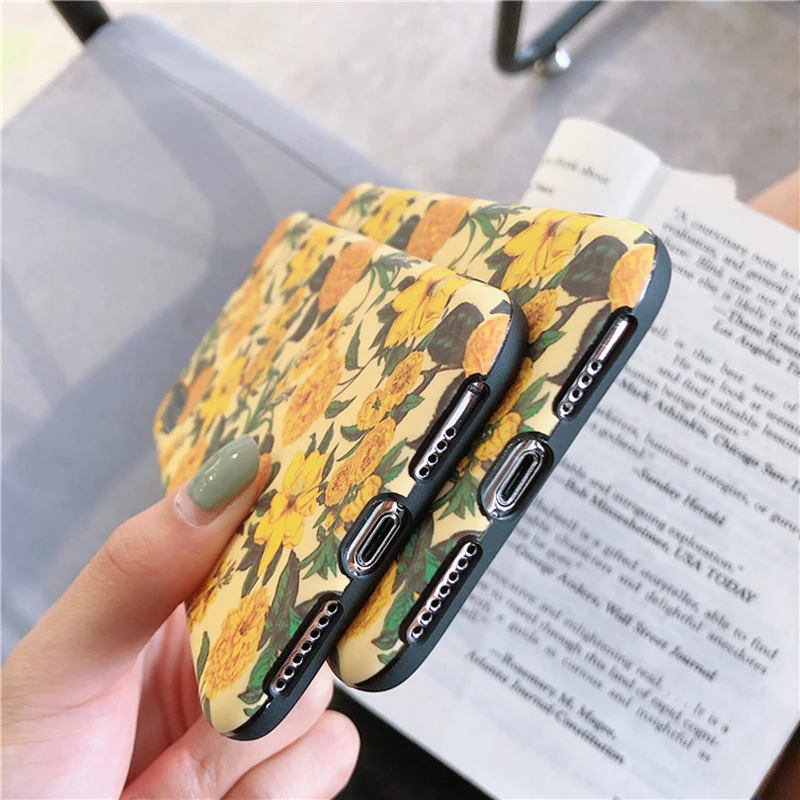 Наши предложения для samsung Galaxy S10 Plus S8 S9 ретро желтые цветы мягкие чехлы Note 8 9 Модный