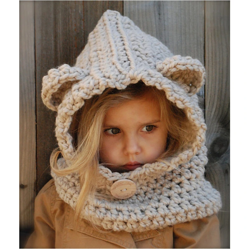 

IANLAN Girls Funny Little Bear Hats Scarves Lovely Kids Winter Warm Dual Use Beanies IL00182