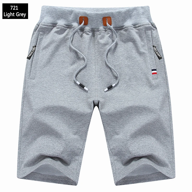 7084-Light grey New Men's Shorts Summer Mens Beach Shorts Cotton Casual outwear sports gym joggers running Male Shorts homme Brand Clothing - Цвет: 7084-Light grey