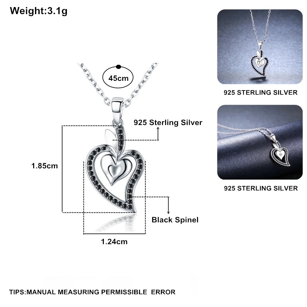 Black Awn Heart Romantic Arrive 925 Sterling Silver Fine Jewelry Trendy Flower Engagement necklaces &amp pendants for Women KK007 |