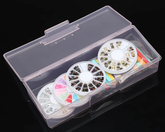 

Ящик для хранения ногтей, 1 шт., органайзер для дизайна ногтей, стразы для ювелирных изделий, бусин, блесток, чехол для дисплея, пластиковый ко...