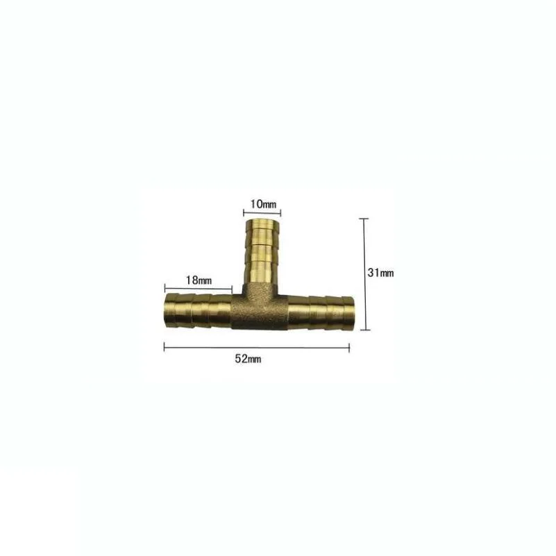 

10mm Brass Connector Copper Pagoda Joint 3 Ways Tee Type Quick Plug Hose Gas Air Pipe Fitting