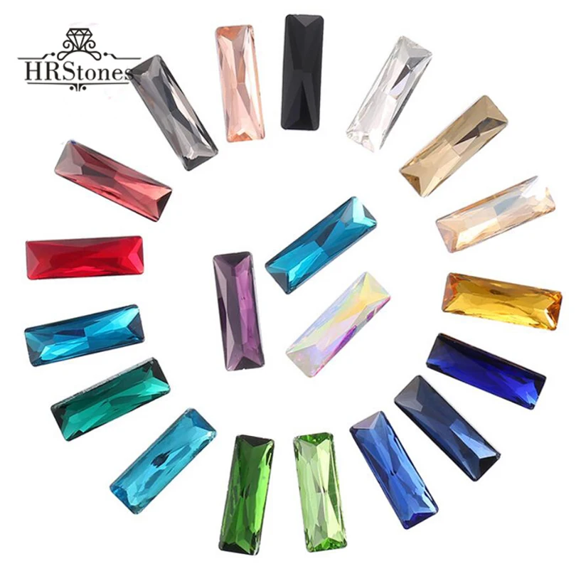 Вечерние украшения на платье стеклянный прямоугольник с заостренным задником