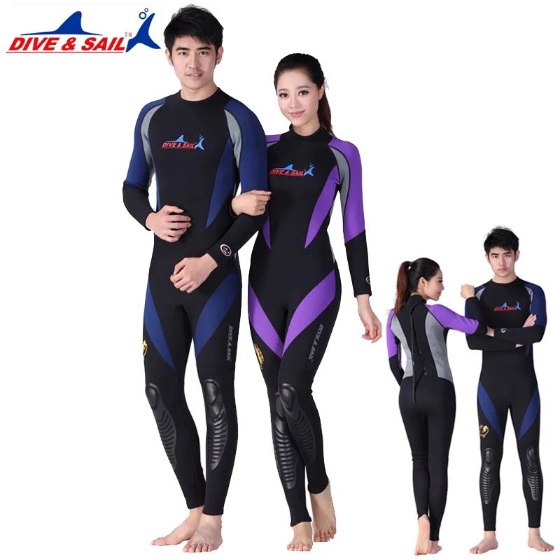 

1.5MM Neoprene Long Sleeved One-piece Lovers Wetsuit Men Women Snorkeling Jumpsuit Full Body Dive Wet Suit Warm Winter Swim Surf