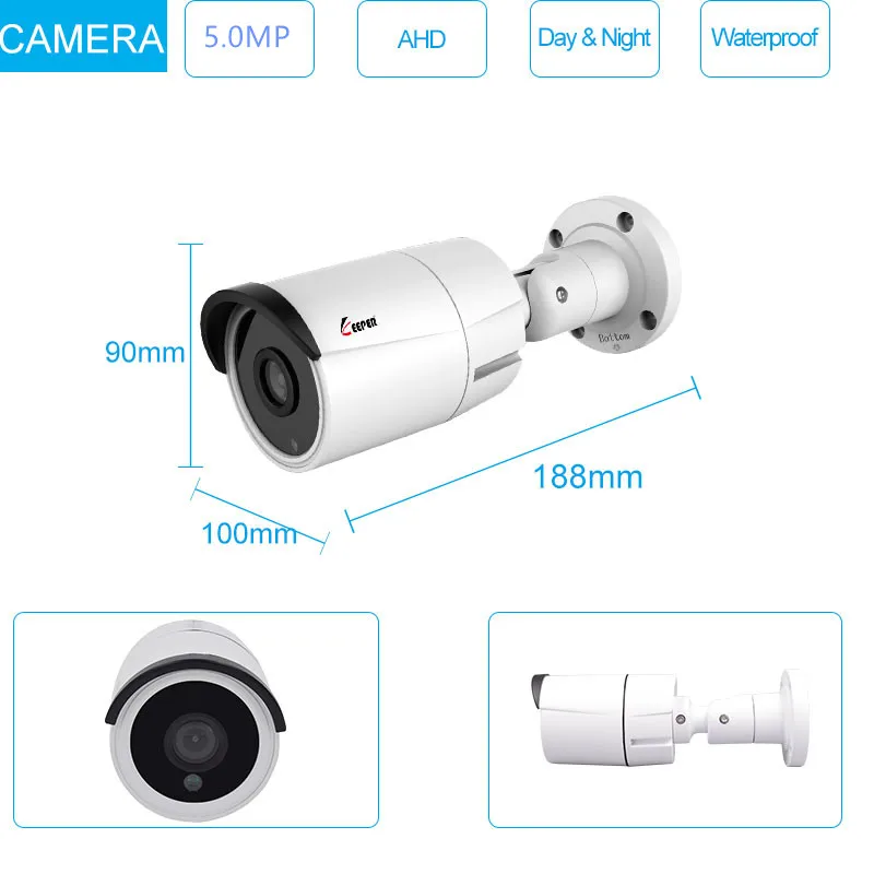 Keeper 4CH 5MP DVR CCTV система комплект 4 шт Водонепроницаемая наружная камера AHD