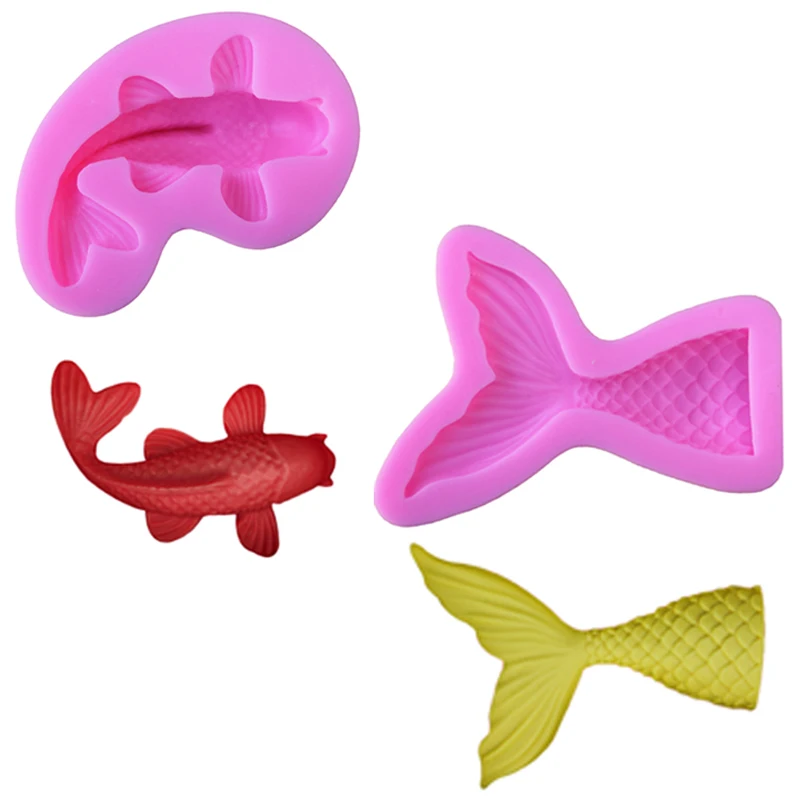 Кремовая силиконовая 3d форма для свечей рыбы мыла шоколада Diy выпечки тортов