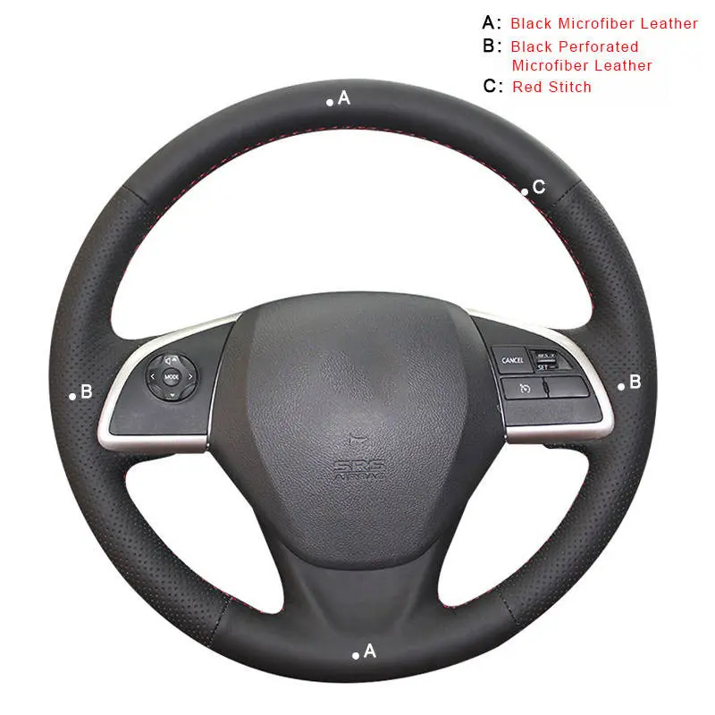 Microfiber Leather Car Braid On The Steering Wheel Cover for Mitsubishi Outlander 2013 Mirage ASX L200 Auto Covers Car-styling - Название цвета: Microfiber Leather