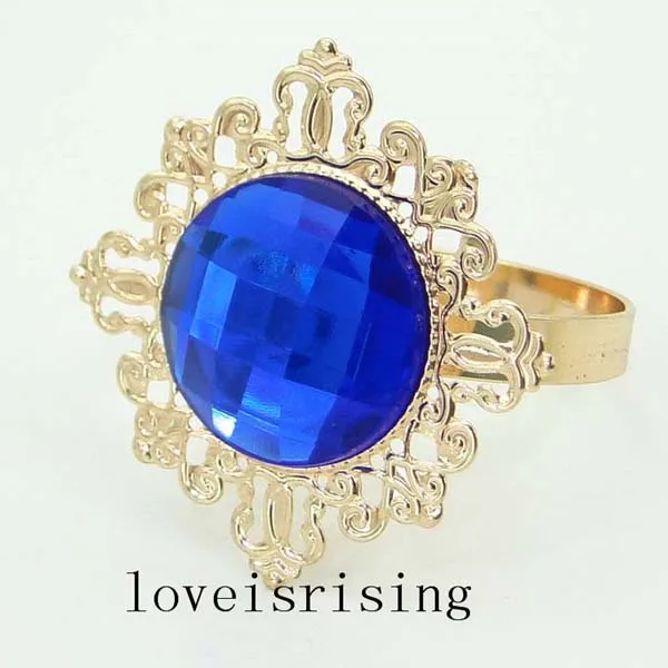 50 шт./лот красивые сверкающие Позолоченные Кольца для салфеток с драгоценными