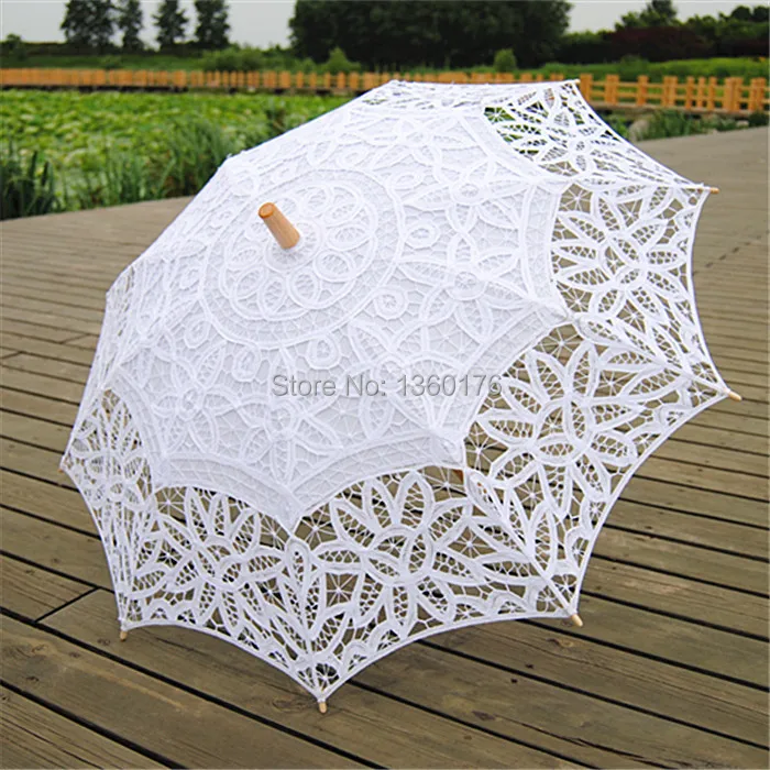 Popular classic! Full of work white lace umbrella parasol cotton battenburg wedding W077#|umbrella machines|umbrella advertisingumbrella chinese |