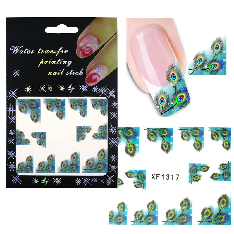 Полировальник для ногтей Bittb 2 шт. наклейки с перьями павлина маникюра