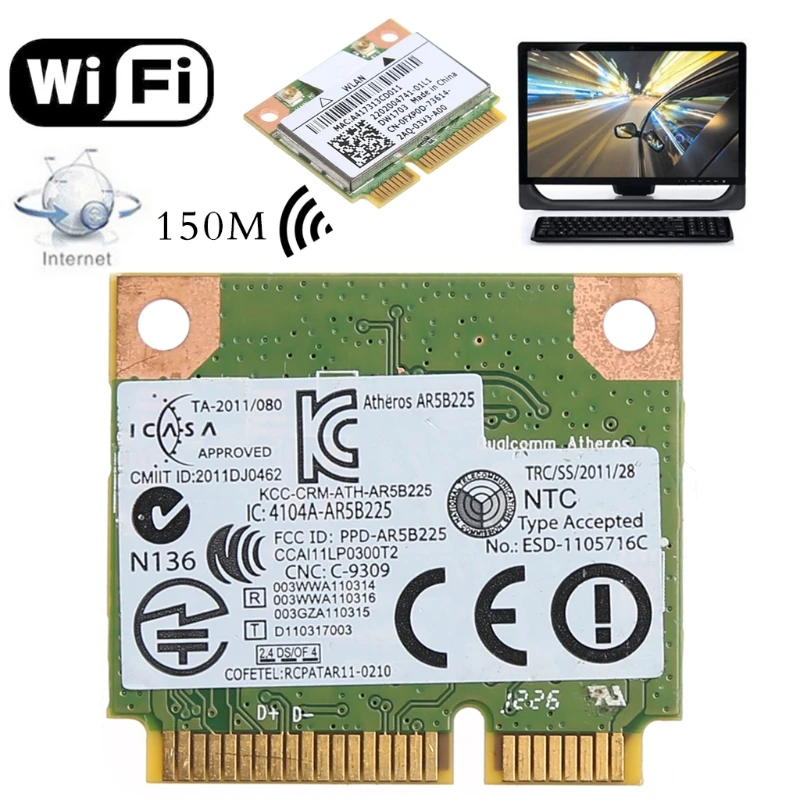 Bluetooth V4.0 Беспроводная мини PCI Express карта для Atheros AR5B225 DELL DW1703 T3LB|Сетевые карты| |