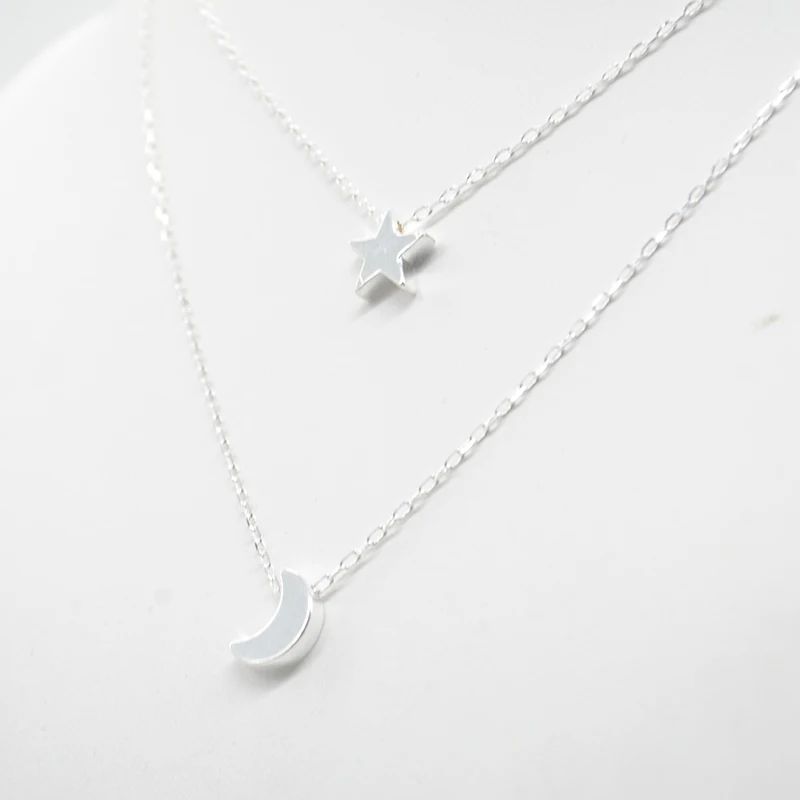 Fashion Charm Women Moon and Star Pendant Necklace Silver / Rose Gold Collar Chain Necklaces New Jewelry FY*SS0158#C04 | Украшения и