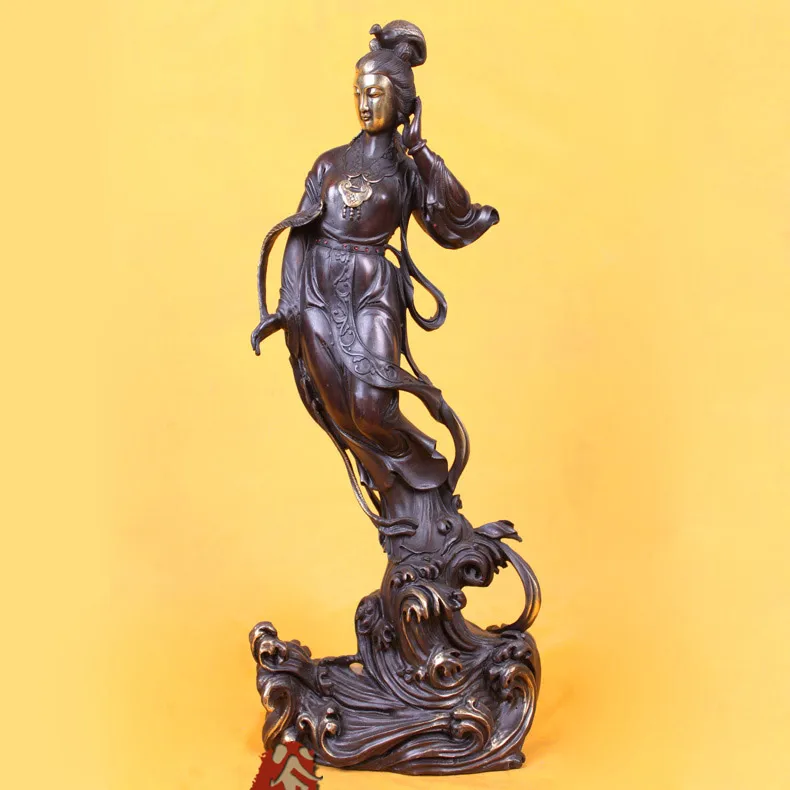 

19.5" China Chinese Folk brass Gild Taoism Eight Copper art flying fairies brass ornaments