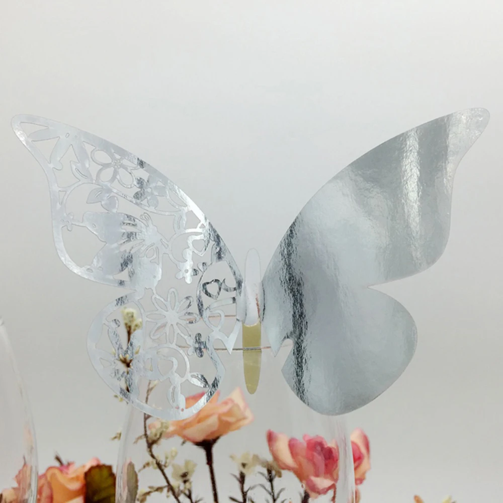 Reflective Silver 50 шт. визитная карточка для гостей, Свадебная вечеринка, винная чашка, открытки для места, свадебные украшения/вечерние/Помолвочные/праздничные - Цвет: Reflective Silver