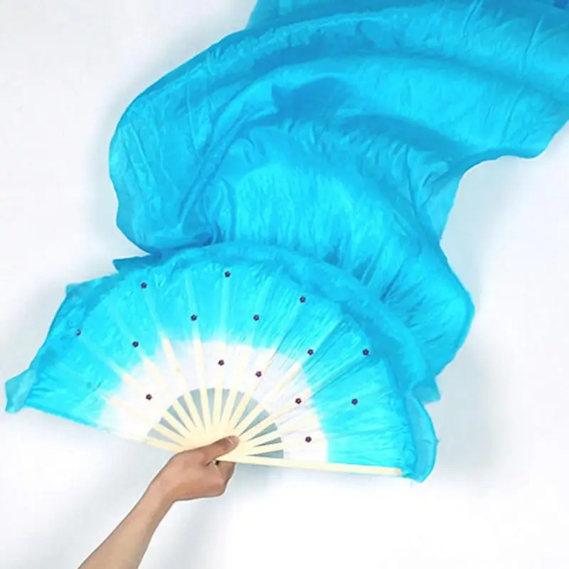 5pcs Hand Made Colorful Belly Dance Dancing Silk Bamboo Long Fans Veils X