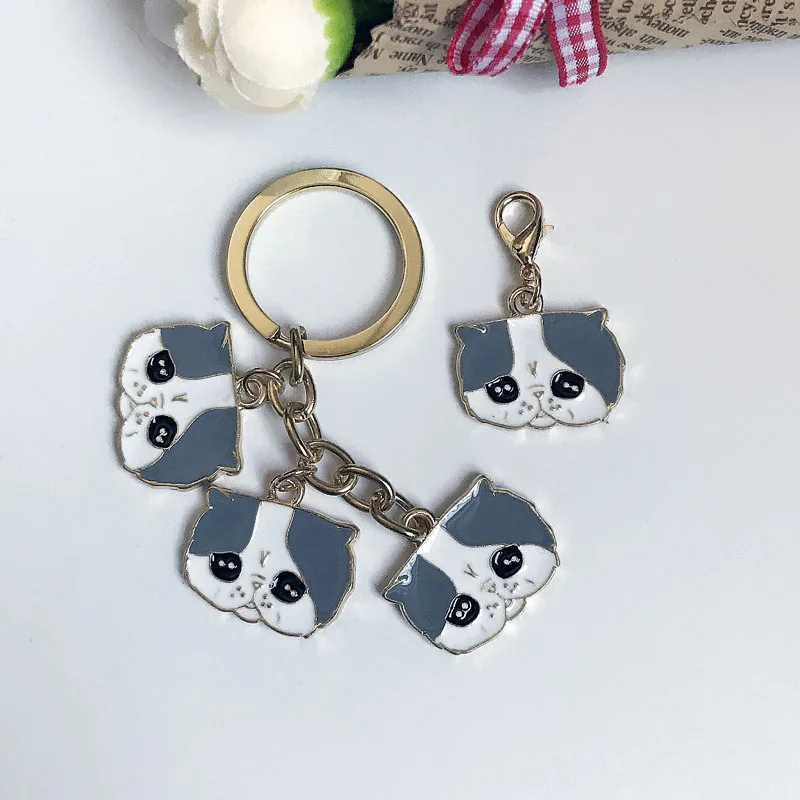 Мини милые металлические брелки с мультяшными животными собаками и кошками