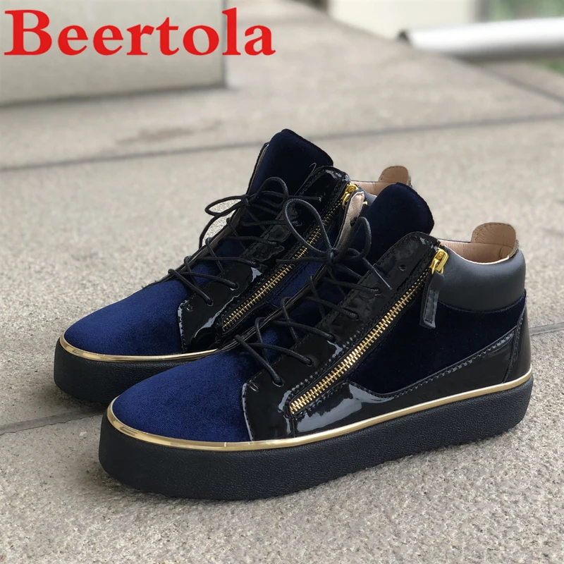 Новые мужские кроссовки из флока в стиле пэчворк с круглым носком на молнии со