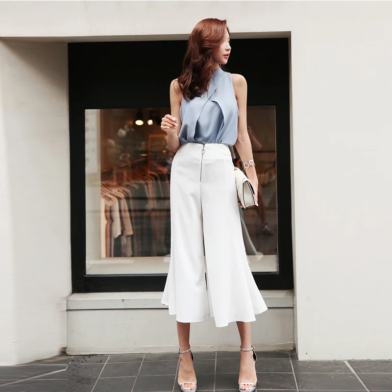 Новинка лета 2018 элегантные облегающие пальто без рукавов и брюки до щиколотки