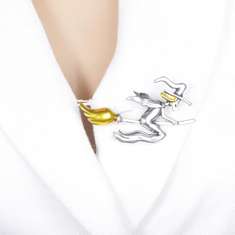 Винтажные эмалированные Броши Funmor в форме ведьмы для женщин и мужчин пуловеры