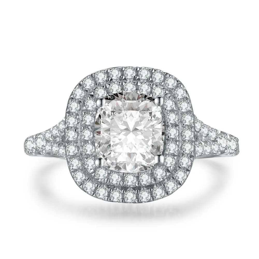 Сказочное обручальное кольцо с искусственным бриллиантом 2 ct 925 пробы серебряное