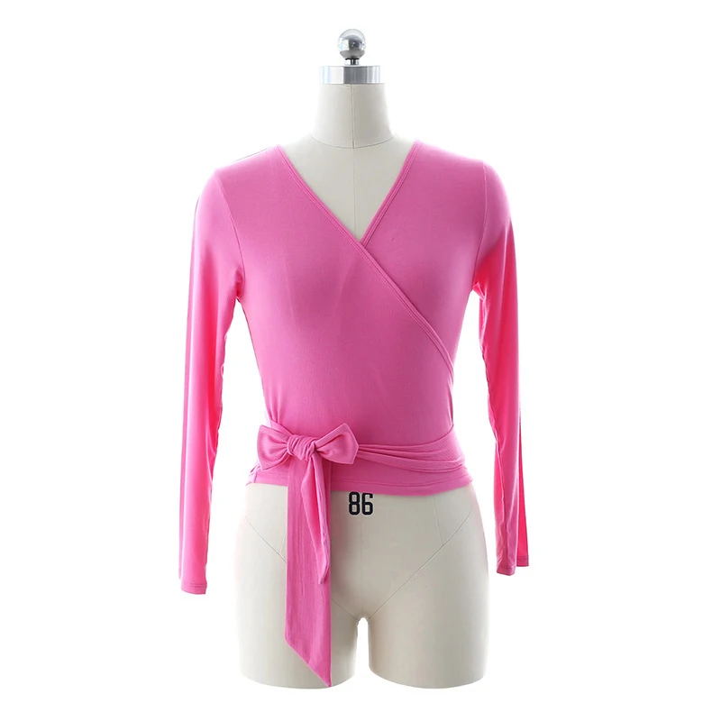 2019 балетная футболка топы для танцев спортивные женские Топы с длинным рукавом и