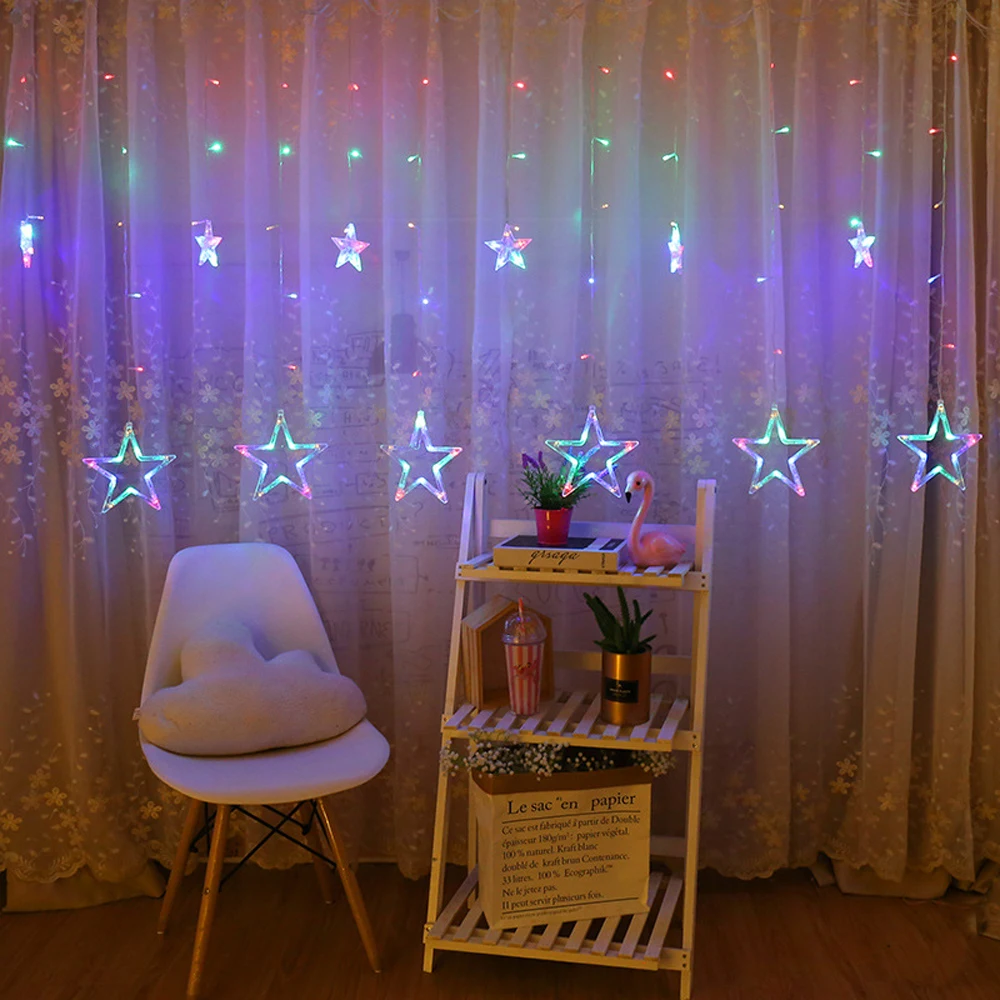 8 режимов 3 м 6 м RGB светодиодный светильник со звездами с пентаграммой 110 В 220 В Shopwindow Праздничная Свадебная вечеринка День Святого Валентина внутреннее украшение