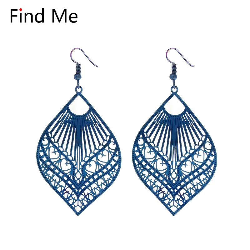 Женские Длинные Винтажные серьги Find Me богемные из нержавеющей стали с вырезами и