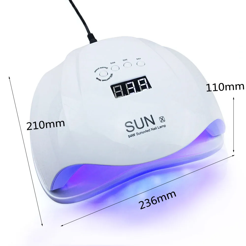 Professional Brand SUNX UV LED Lamp Nail Manicure 54W With LCD Timer Bottom Makeup Dryer Gel Polish Automatic Sensing | Красота и