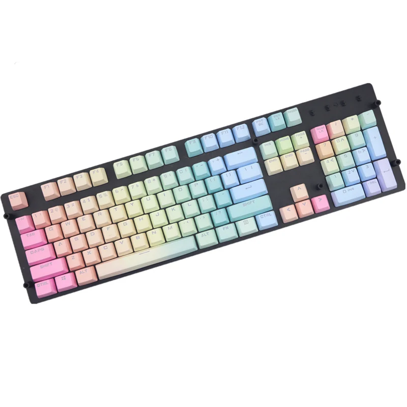 Rainbow Backlit keycap pbt cherry MX Keycaps For mechanical keyboard104 key OEM Profile - Цвет: Rainbow gradient