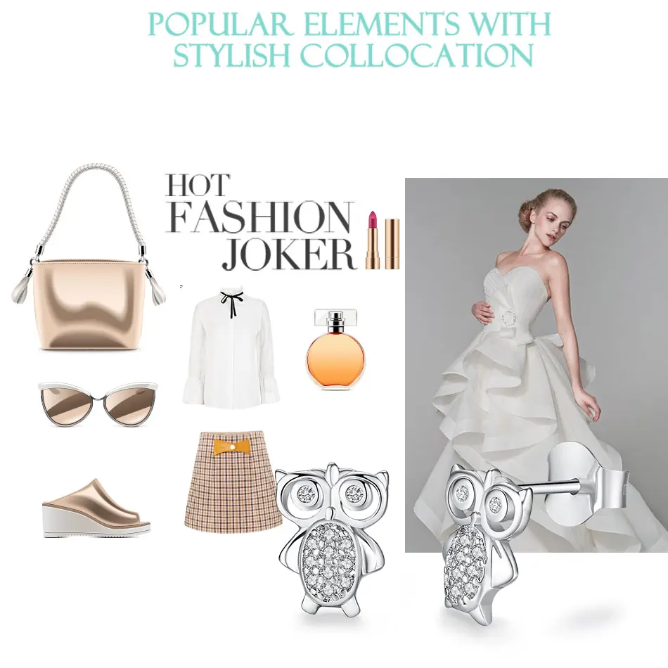 Женские серьги гвоздики FOREWE из стерлингового серебра 925 пробы с кубическим