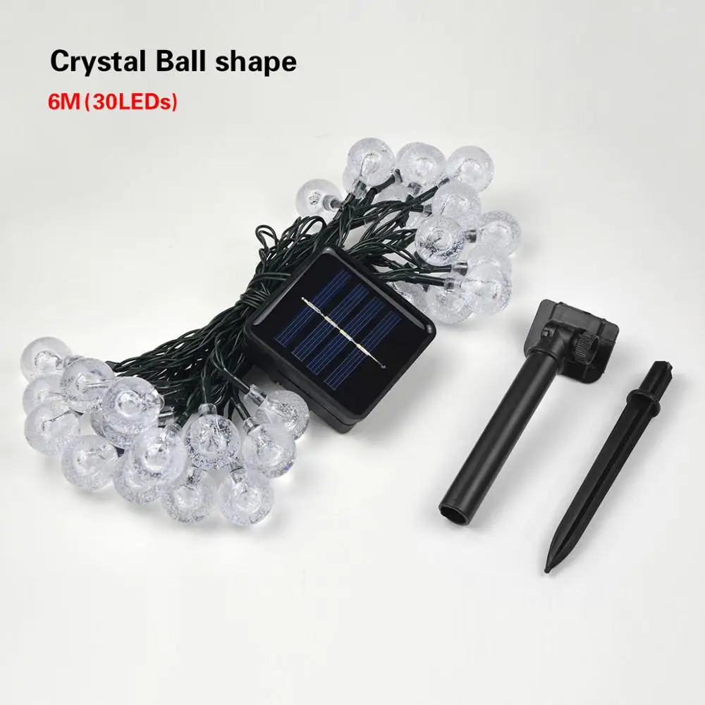 Crystall Ball String Светодиодный светильник для газона на солнечной энергии, сказочный светильник s, садовый светильник, уличный светильник, украшение для рождества, праздника, вечеринки, Tuinverlichting - Испускаемый цвет: Crystall Ball String