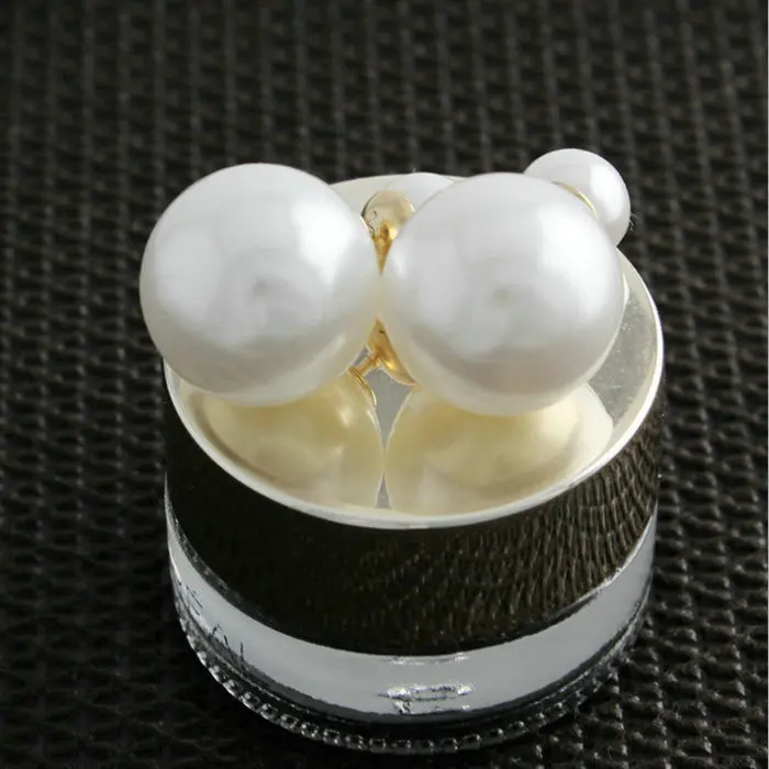 Высокое Качество Жемчужно-Белый Цвет Double Face Жемчуг Серьги Стержня Горячие Цвета