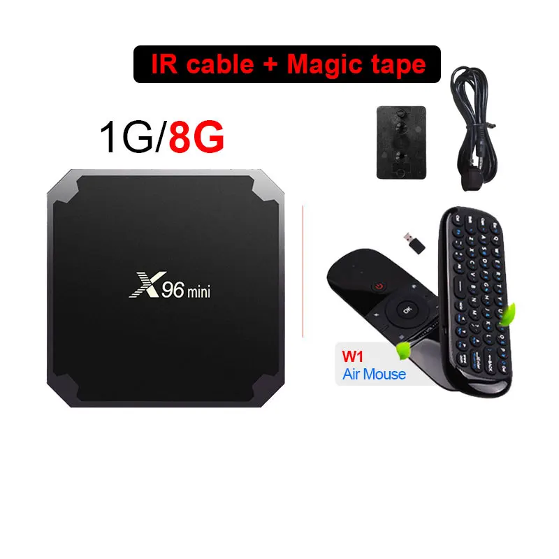 1G8G IR with W1 X96mini ТВ приставка X96 Android 7,1 Смарт ТВ приставка Amlogic S905W четырехъядерный 2,4 ГГц WiFi 1G8G/2G16G Wifi 4K HD приставка PK X92 T9 - Цвет: 1G8G IR with W1