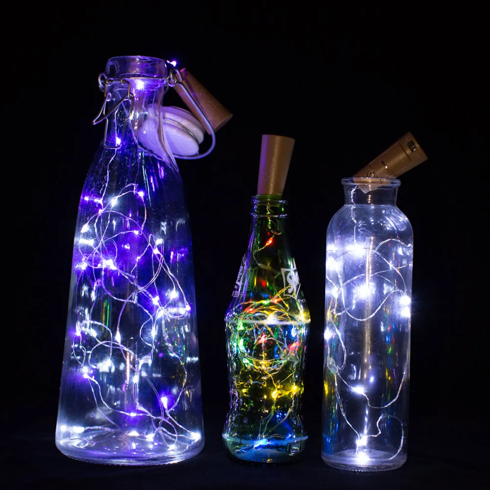 2M LED Cork light Bottle stopper lamp copper wire string Battery Powered creative Outdoor Party lantern fire tree decor | Освещение