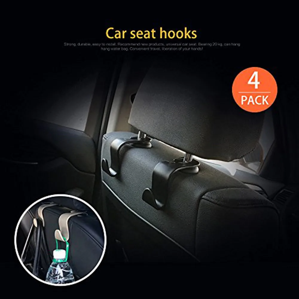 

4Pack Car Seat Hook Clip Car Headrest Hanger Seat Storage Organizer Hook Groceries Durable Bag Hot Sale