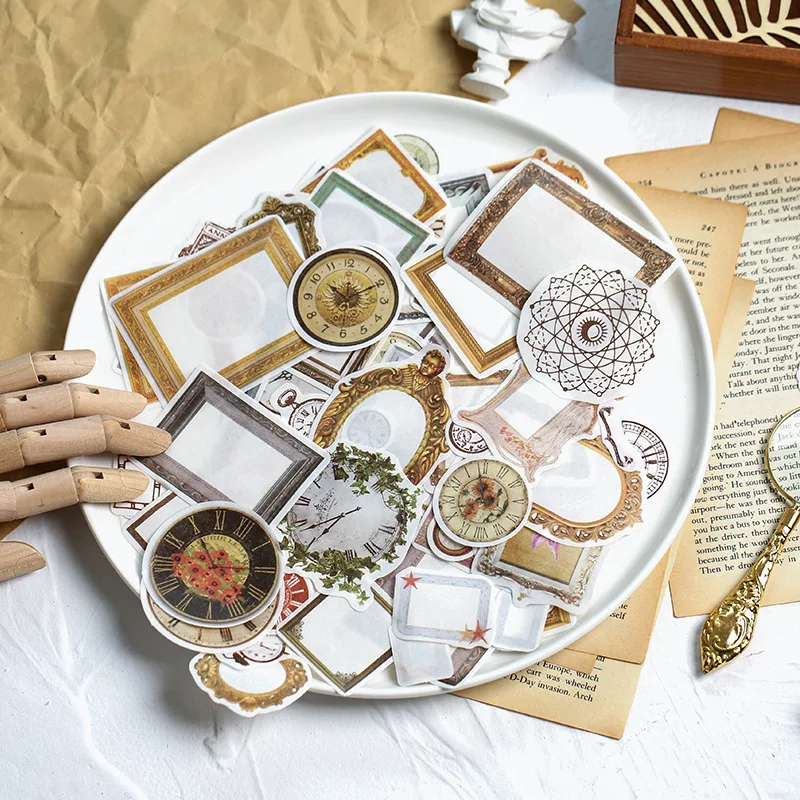 105 шт./компл. Винтаж время золото Стикеры Скрапбукинг с возможностью креативного самостоятельного выбора между журнал, декоративные клеящаяся этикетка с местом для записей Стикеры s канцелярских принадлежностей