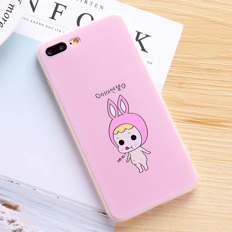 Мультяшный чехол для iPhone 5 5S SE 6s 7 8 Plus матовый Силиконовый мягкий телефона TPU