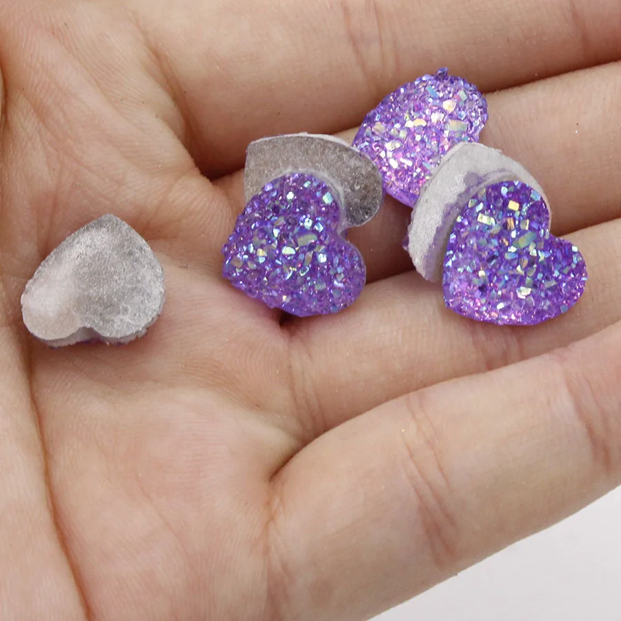 30 шт. в ассортименте искусственная Друза кабошон бусины 12 мм форме сердца с