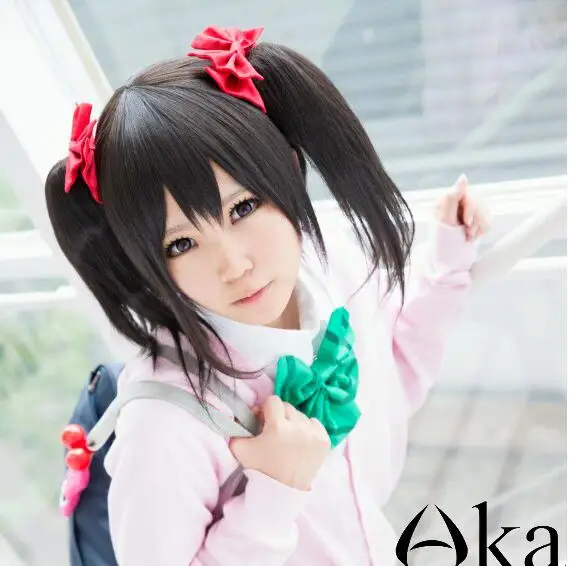Nico yazawa Косплей головные уборы Cos волосы черный двойной парик конский хвост |