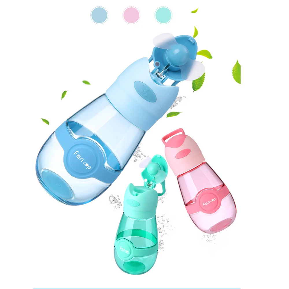 

400ml Outdoor camping hiking Portable Sports Summer USB Charge Fan Water Cup Plastic Water Bottle