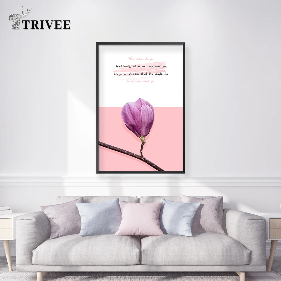 HD Print Canvas Wall Art Pictures Nymphaea Nordic Style Artistic Paintings Purple Lotus Poster Home Decorative Flowers | Дом и сад