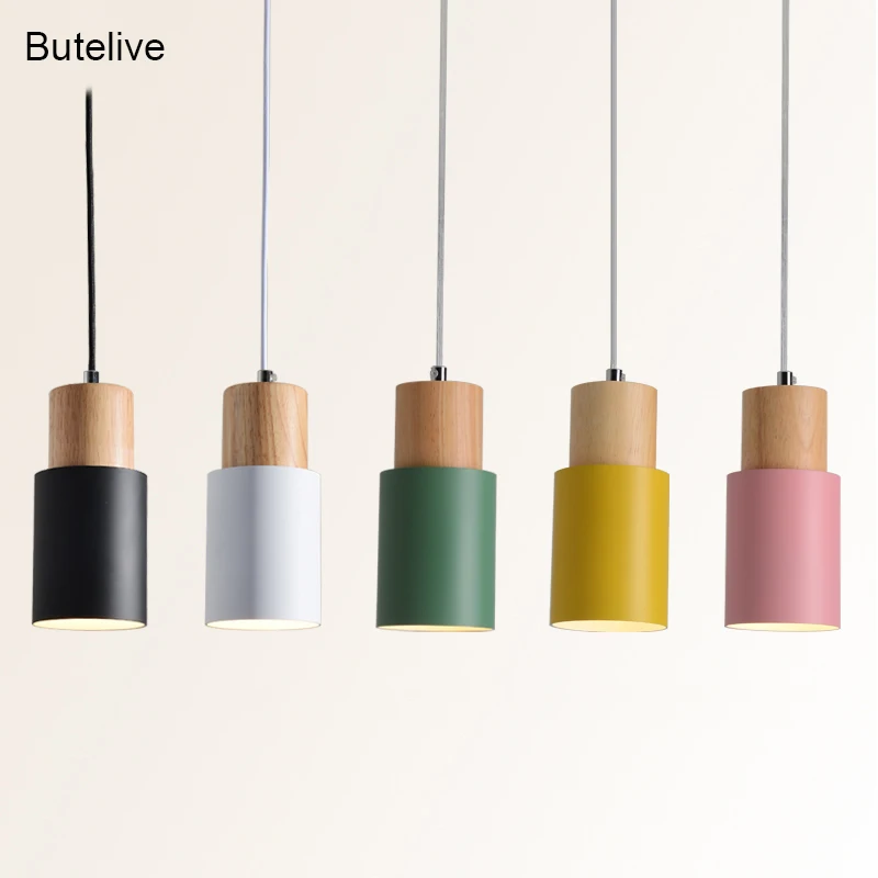 Скандинавская деревянная Подвесная лампа s современный светодиодный светильник