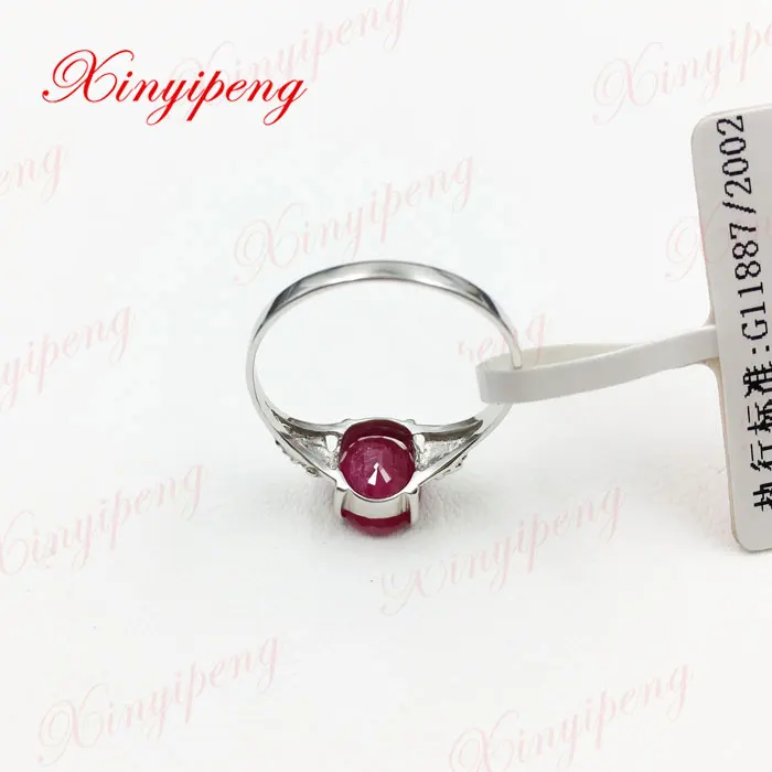 18 К белого золота с натуральный рубин кольцо женский Fine Jewelry контракт джокер деньги красный