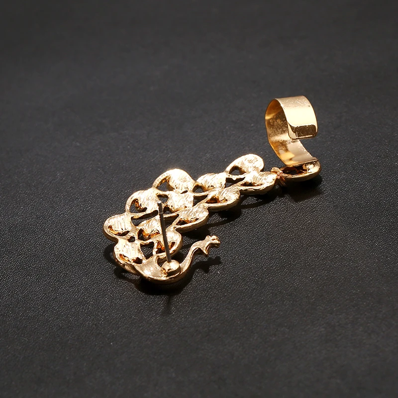 XGSPZY изысканный кристалл павлин Ухо Манжеты Мода готический крюк клип левой для