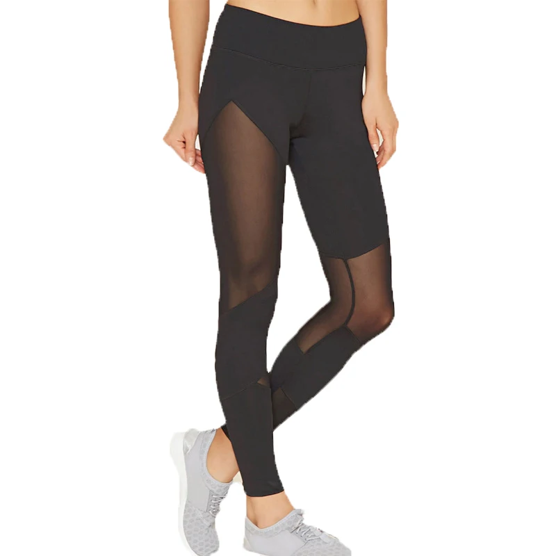 Новинка 2018 женские спортивные Леггинсы сетчатые лоскутные леггинсы для