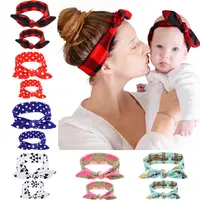 20pair Mother Girl Hair Accessories Rabbit Ears Bow tie Kids Hairband Hoop Hair Knot Stretch Cotton Bow Headbands High Quality