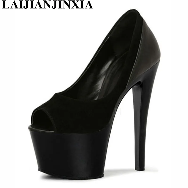 

LAIJIANJINXIA New Fashion Platform Women Pumps 17cm Ultra High Heels Wedding Shoes Women's Peep Toe Shallow Sexy Party Shoes