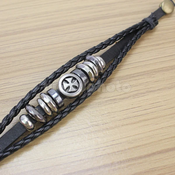 Холодный Металл Мужчины Крест Шипованных Плетеный ИСКУССТВЕННАЯ Кожа Серфер