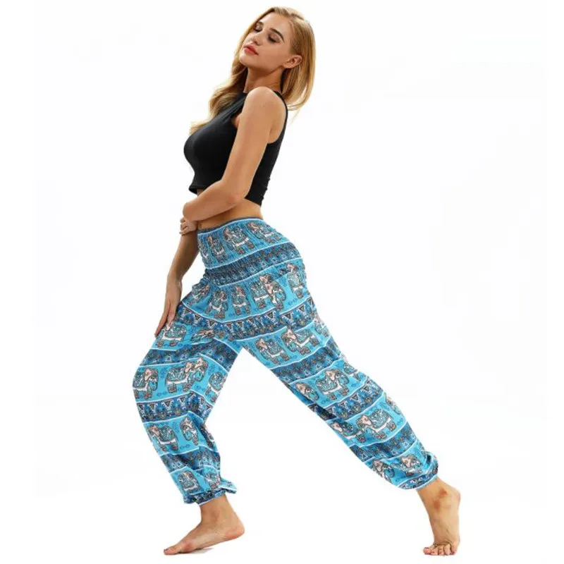 Летние штаны для йоги колготки женщин с принтом слона шаровары карманами одежда