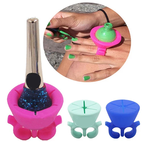 Silicone Nail Art Polish Holder Durable Wearable Finger Wear Bottle Stand | Красота и здоровье